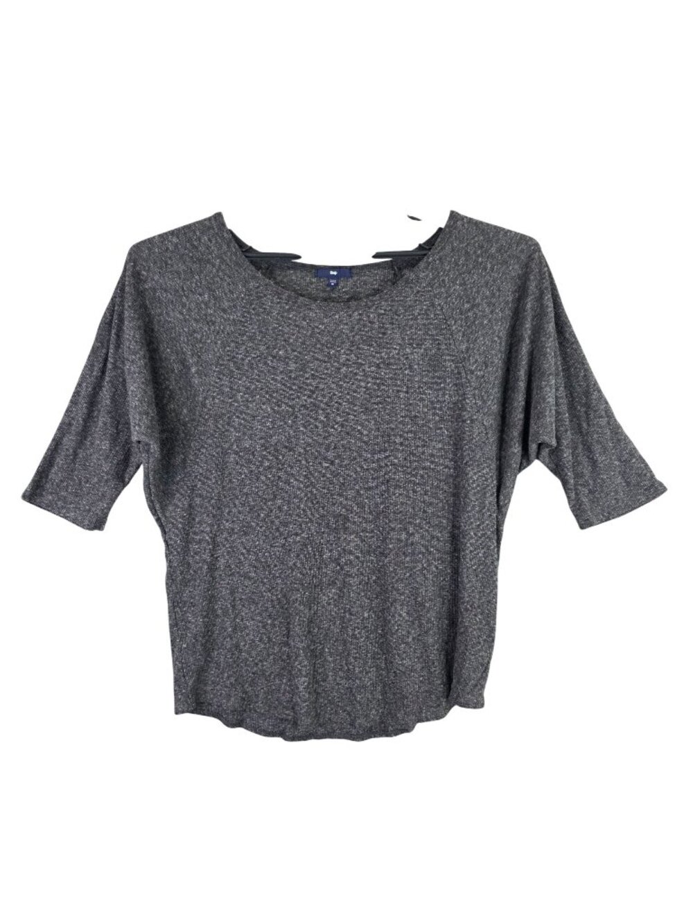 Womens Gap Gray Heather Knit Top Raglan Sleeve Scoop Neck Polyester Blend XL